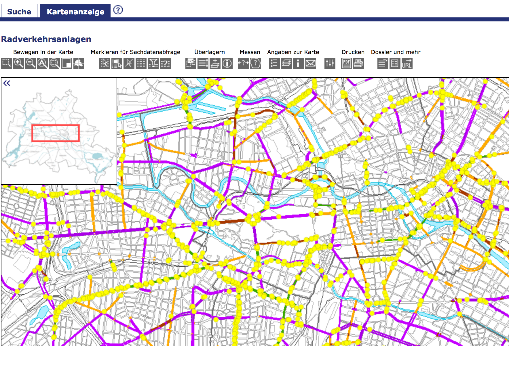 Existing bike infrastructure in Berlin